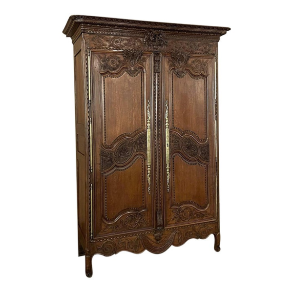 Vintage Style Wood Armoire with Carved Details