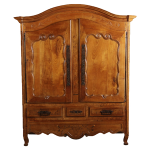 Vintage Style Wood Armoire with Carved Doors