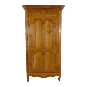 Vintage style wooden armoire with carved details