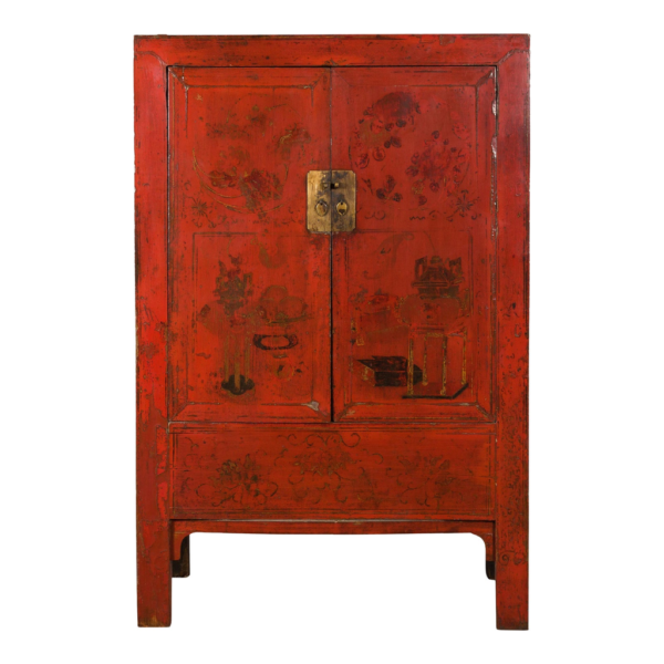 Vintage Style Red Wooden Armoire