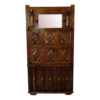 Vintage Style Brown Wood Armoire with Mirror and Coat Hooks