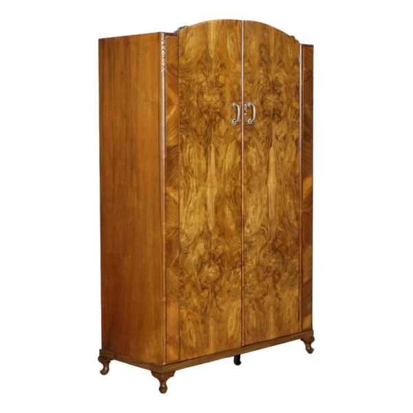 Vintage Brown Wood Two-Door Wardrobe