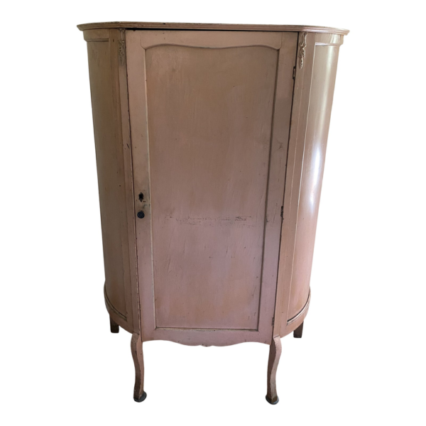 Vintage pink wooden wardrobe, classic style armoire