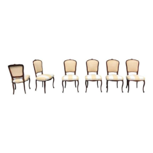Vintage Wood Frame Striped Seat Dining Chair