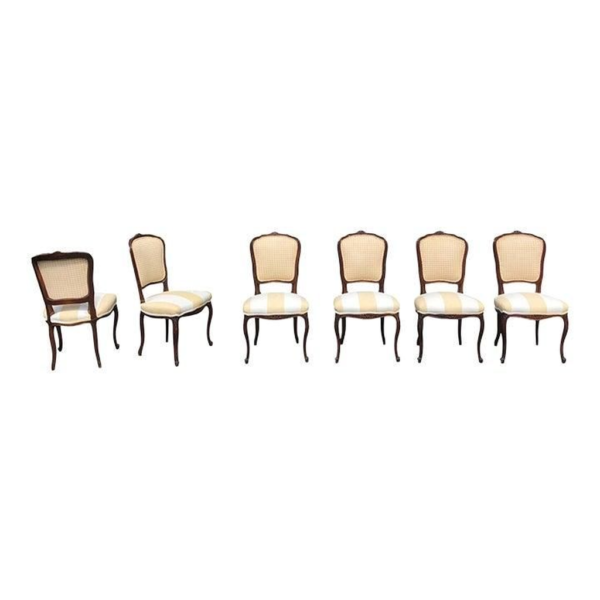 Vintage Wood Frame Striped Seat Dining Chair
