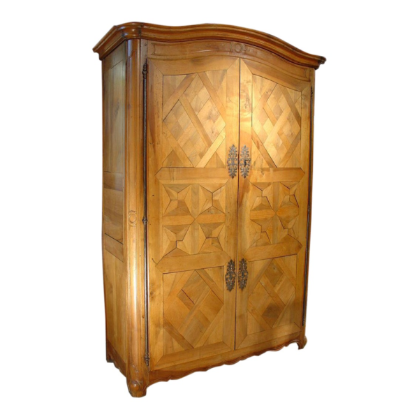 Vintage Wooden Wardrobe with Parquetry Detail