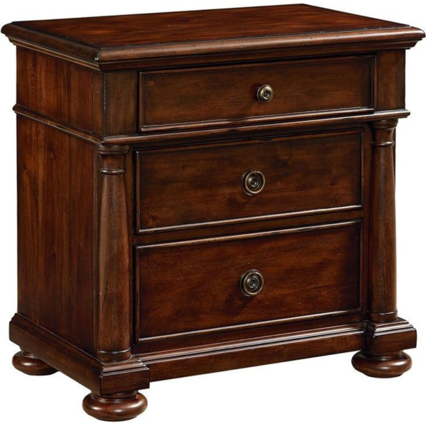 Vintage Wooden Nightstand with Drawers