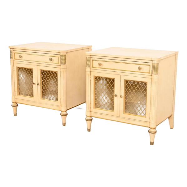 Vintage bedside table cream and gold finish
