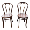 Vintage brown bentwood dining chairs with curved backrest