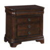Vintage brown wood nightstand with three drawers